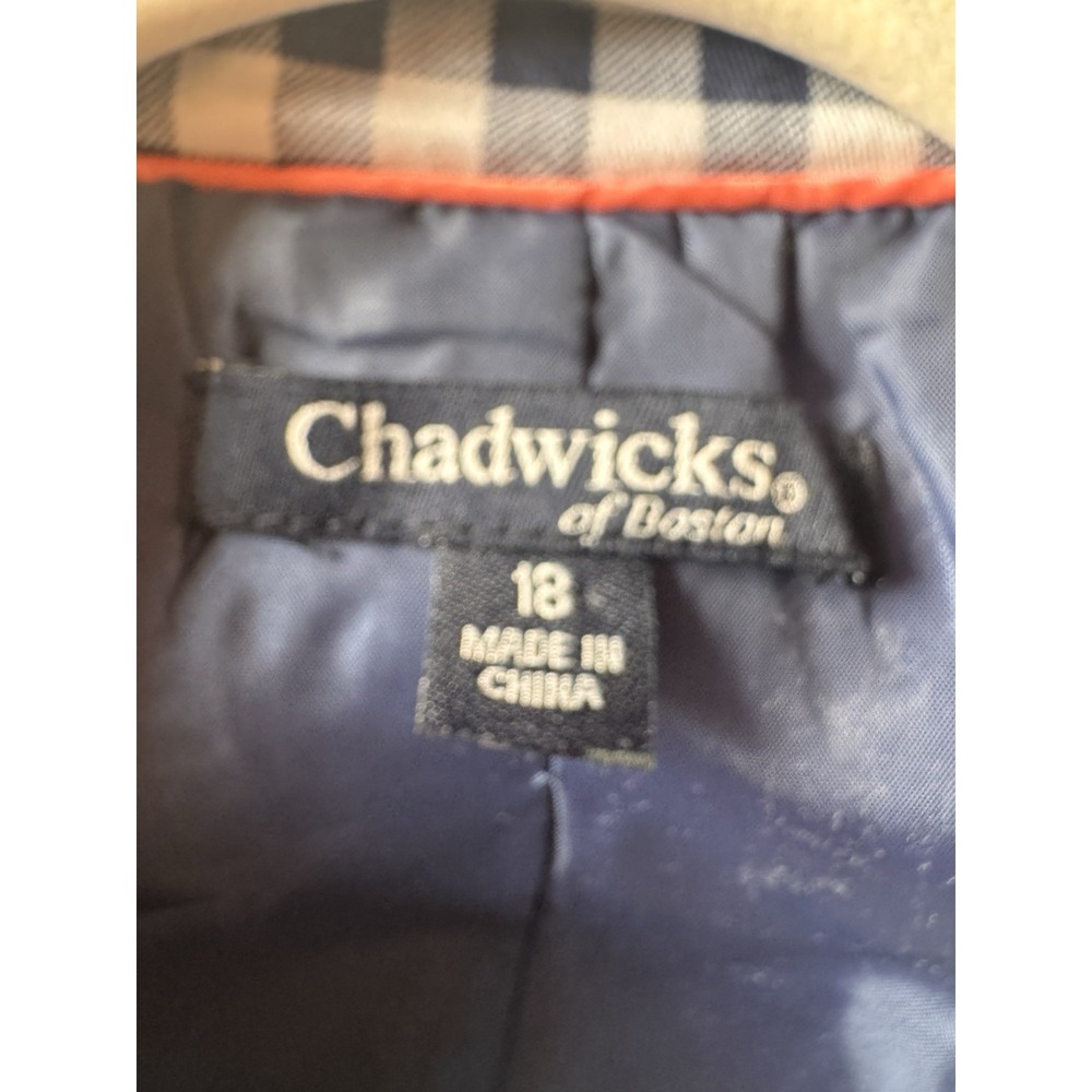Chadwick's Of Boston Blue White Gingham Woman's Blazer Size 18 Lined 2 Buttons - Picture 8 of 12
